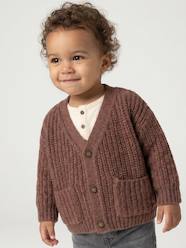 -V-neck cardigan for babies in chunky knit