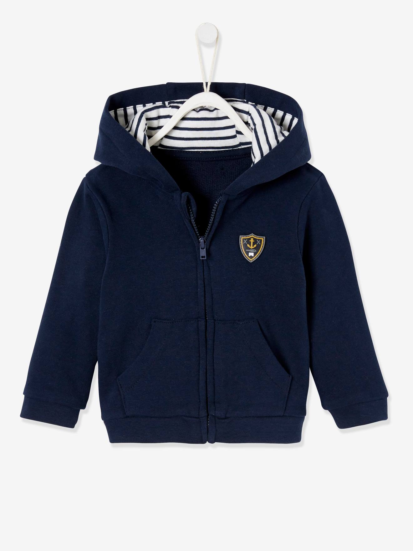 Jacket with Hood & Zip For Baby Boys dark