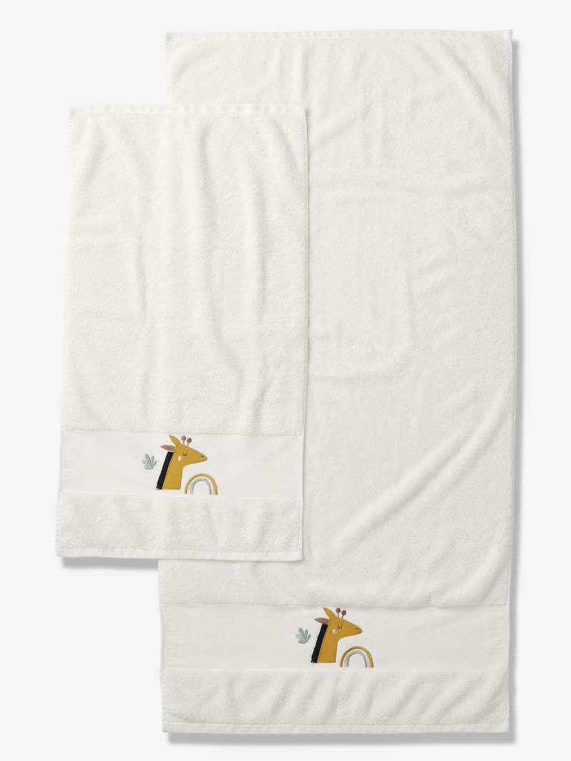 Bath Towel, Giraffe white, Bedding & Decor Vertbaudet
