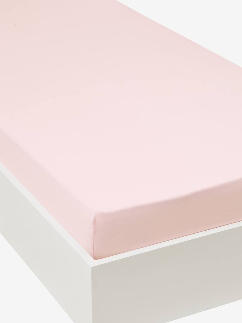 Children's Plain Colour Stretch Jersey Knit Fitted Sheet pink