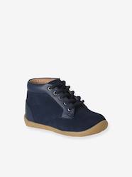 -Lace-Up Soft Leather Ankle Boots for Babies, Designed for First Steps