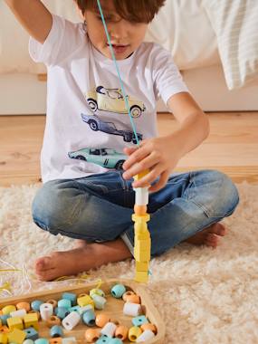 Bucket with Large Wooden Beads Mix - Wood FSC Certified multi