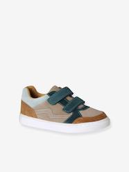 -Leather trainers with touch-fastening straps for boys