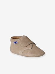 -Leather touch-fastening slippers for baby