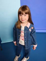 -Denim jacket with corduroy collar for girls