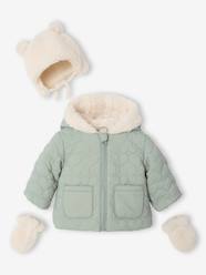 Baby-Puffer jacket with hat and mittens for baby girls