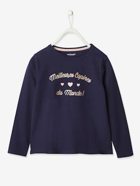 Long-Sleeved Top with Iridescent Message