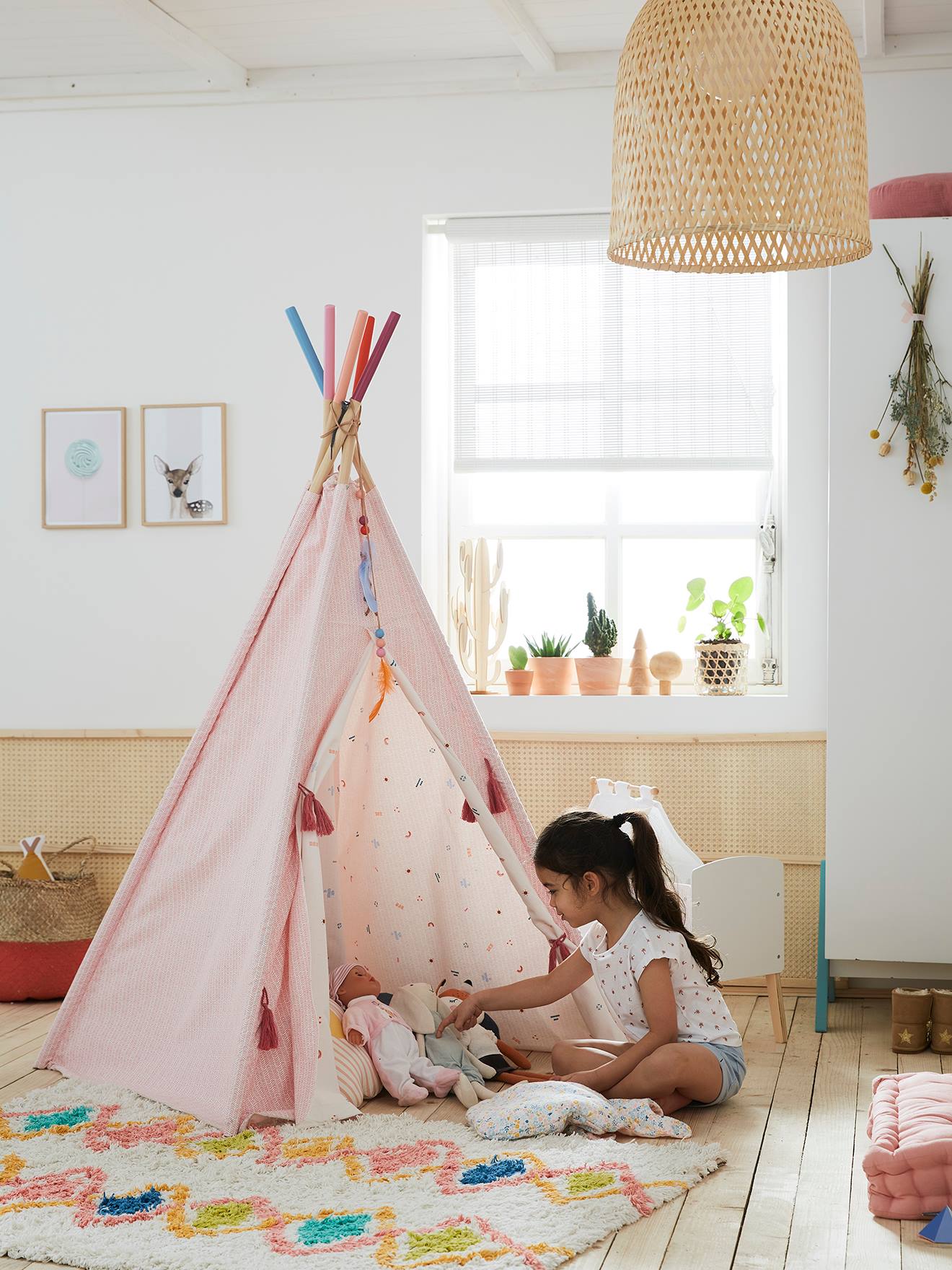 Reversible Teepee, Petite Sioux - Wood FSC(r) Certified light pink
