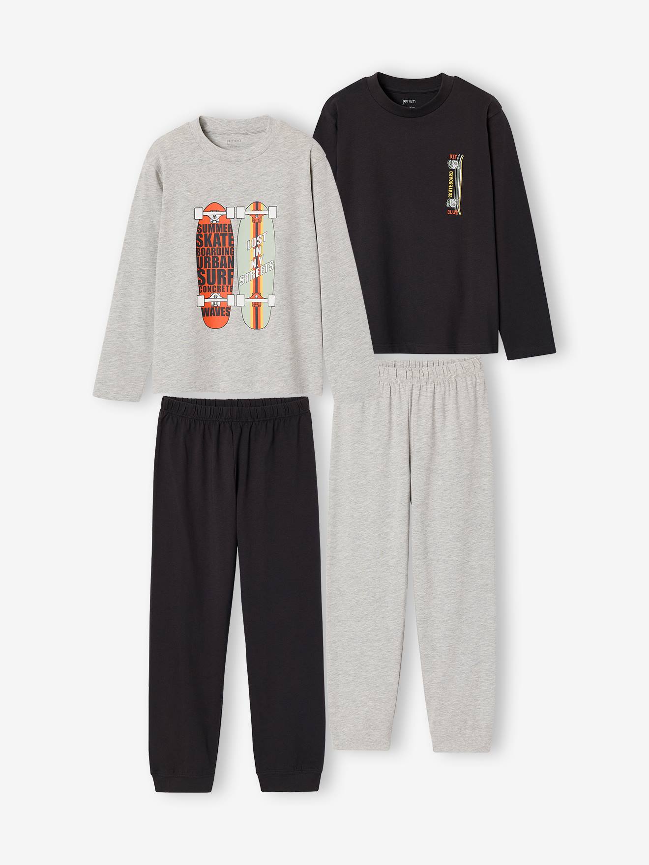 Pack of 2 long-sleeved pyjamas for boys black