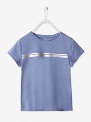 Girls-Tops-Sports T-Shirt with Iridescent Stripes for Girls, Oeko-Tex®