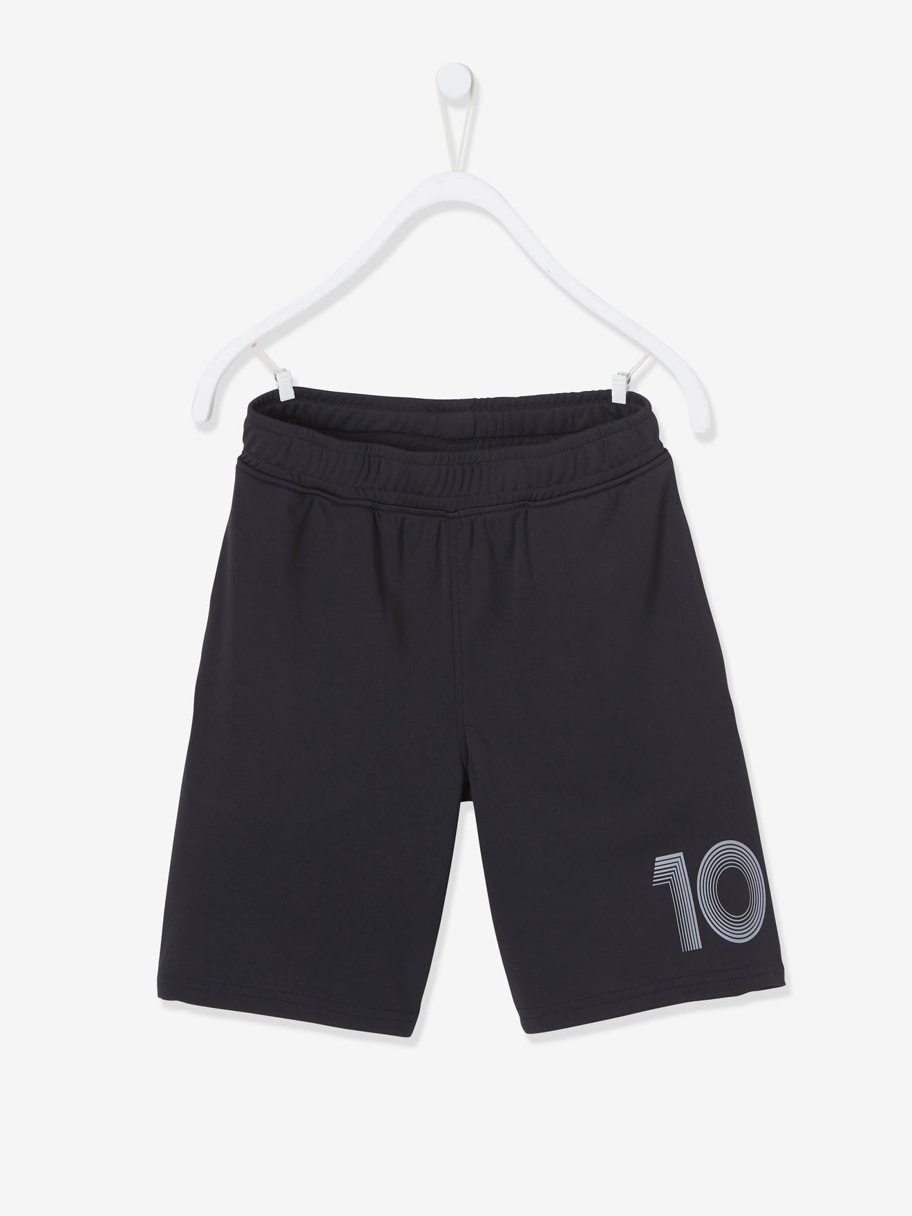 Number 10 Sports Shorts in Techno Material for Boys black