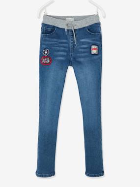 Straight Leg Denim-Effect Fleece Trousers