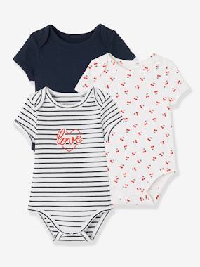 Click to view product details and reviews for Pack Of 3 Short Sleeved Cherry Bodysuits For Newborn Babies Dark Blue.