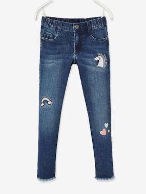 Easy-to-Slip-On Jeans with Fancy Patches