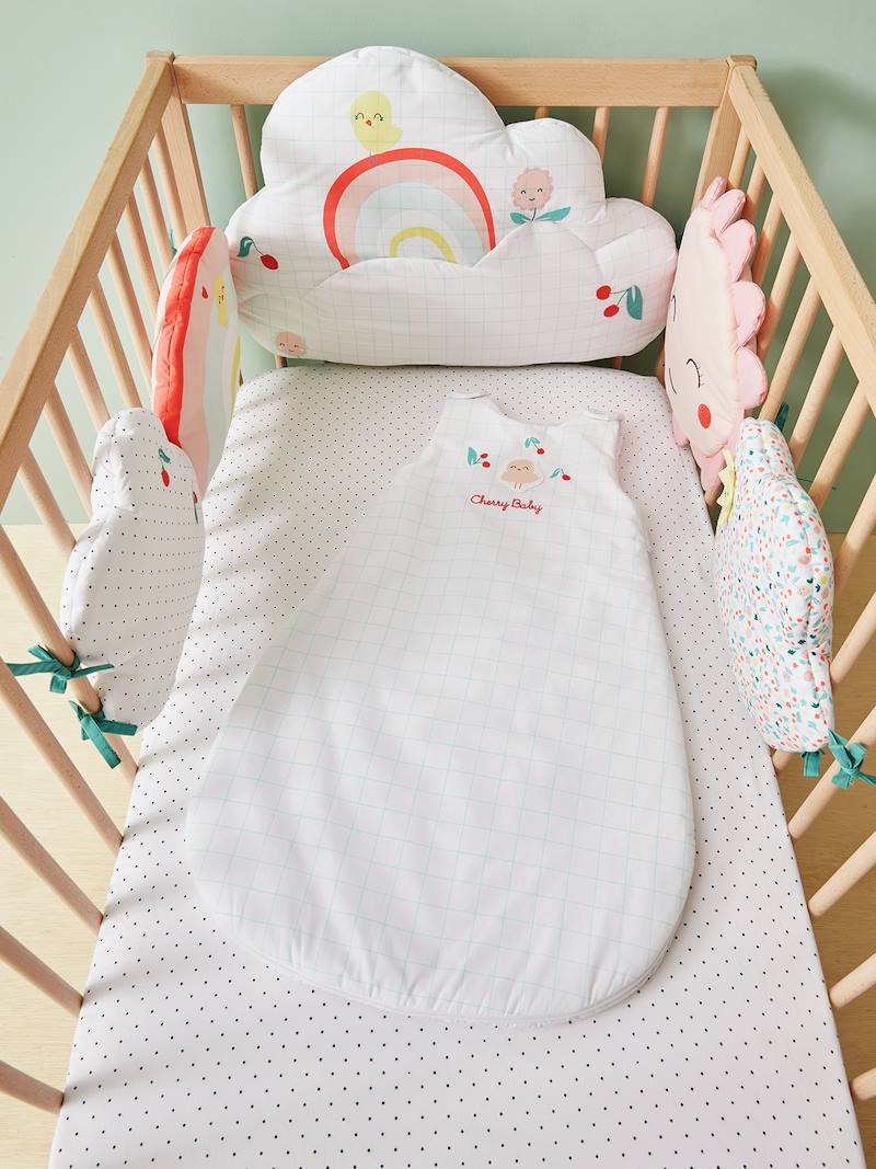 Sleeveless Baby Sleep Bag, Bébé Cerise white light solid with design