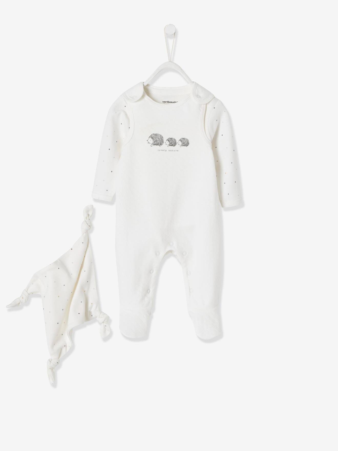 Newborn Set: Sleepsuit + Bodysuit + Comforter in Organic Cotton white