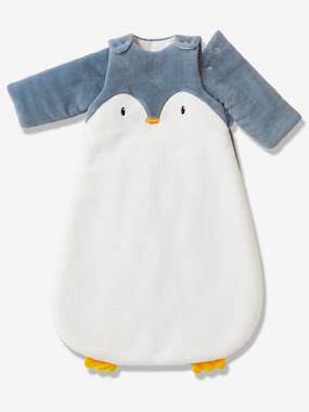 Image of Baby Sleep Bag with Removable Sleeves in Microfibre, PINGOUIN white