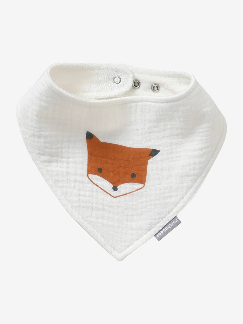 3 BandanaStyle Bibs in Cotton Gauze light green, Nursery Vertbaudet