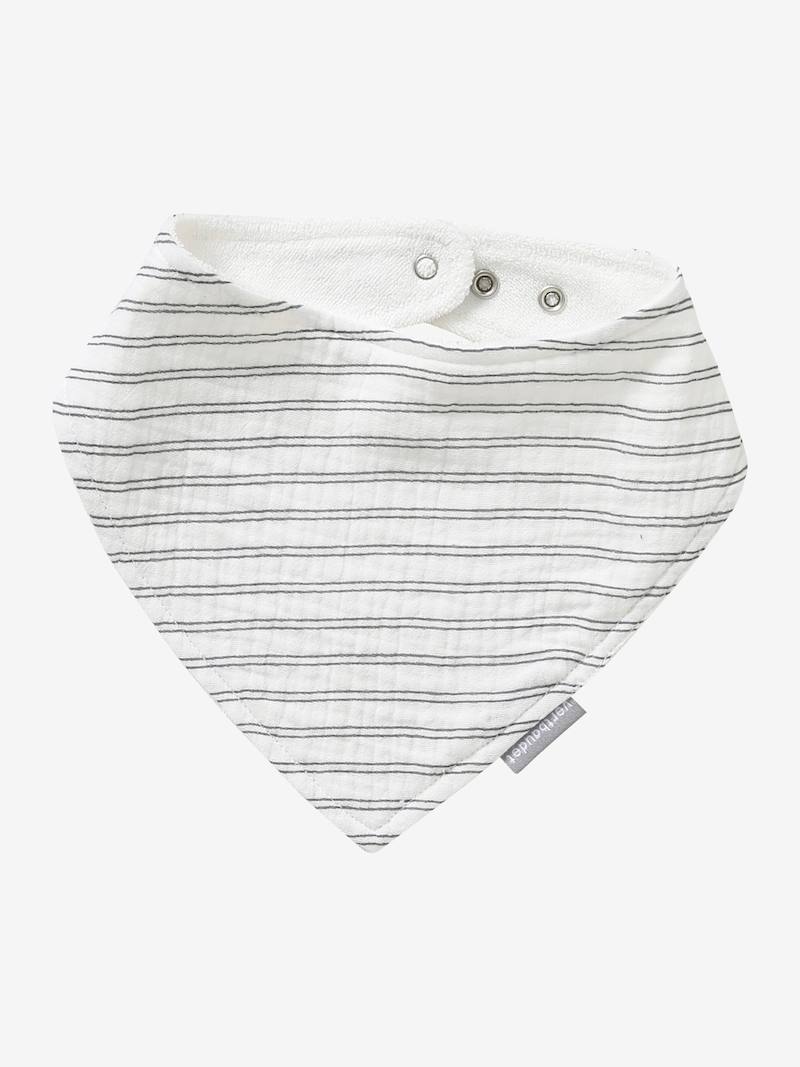 3 BandanaStyle Bibs in Cotton Gauze light green, Nursery Vertbaudet