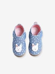 Shoes-Pram Shoes with Touch Fasteners, in Chambray, for Baby Girls