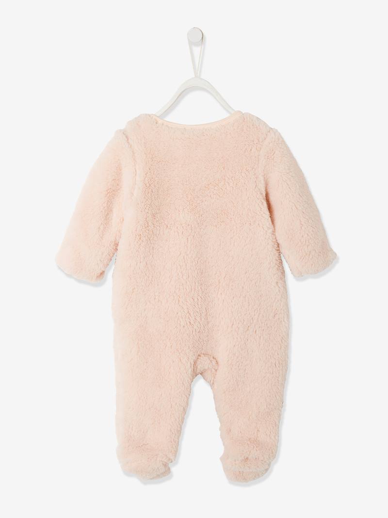 “Panda” Pramsuit in Faux Fur, for Baby Boys brown medium solid with