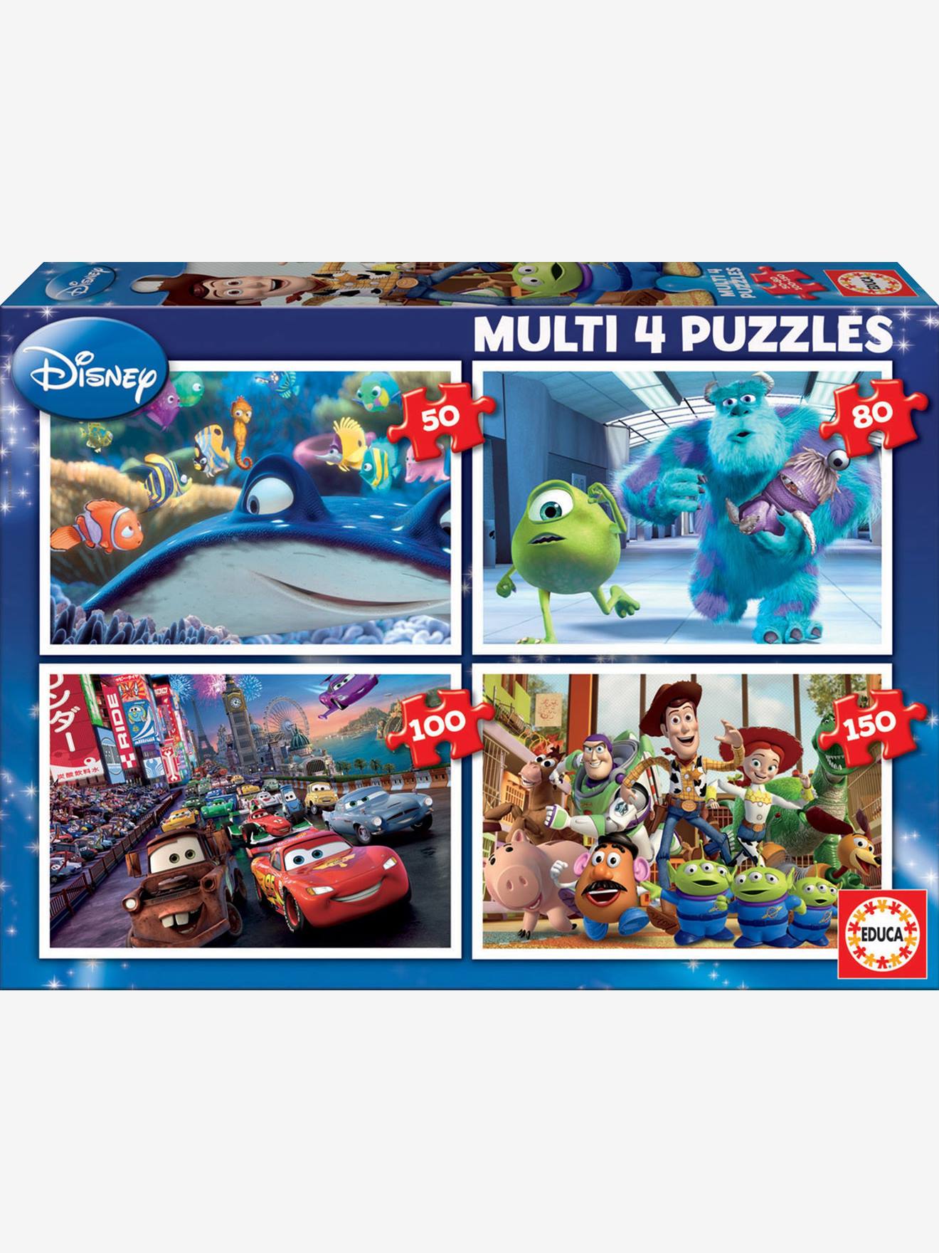 Pack of 4 Progressive Puzzles, 50 to 150 Pieces, Multi 4 Disney(r) Pixar EDUCA dark blue