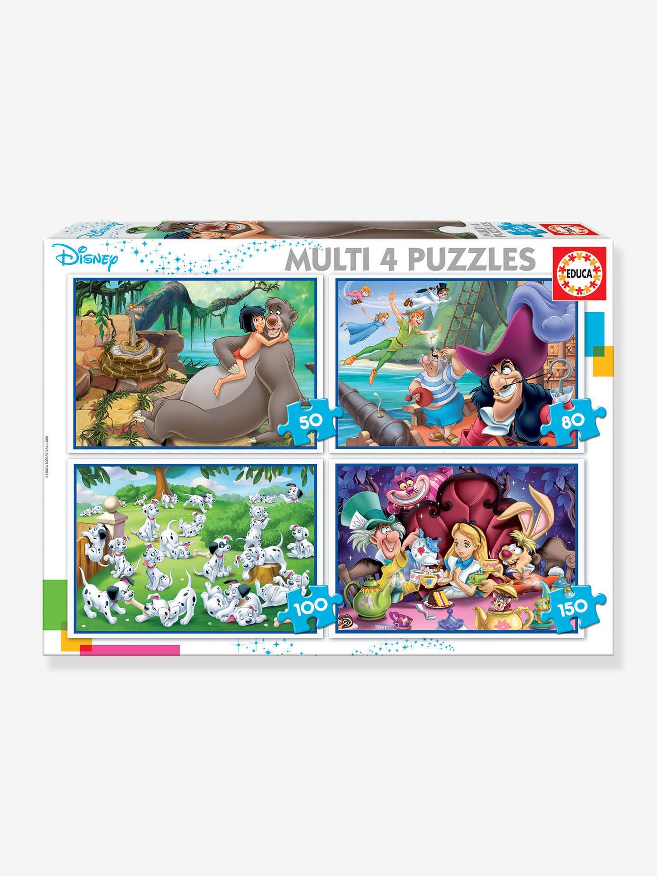 Progressive Puzzles, 50-150 Pieces, Multi 4 Disney(r) Classics, by EDUCA white