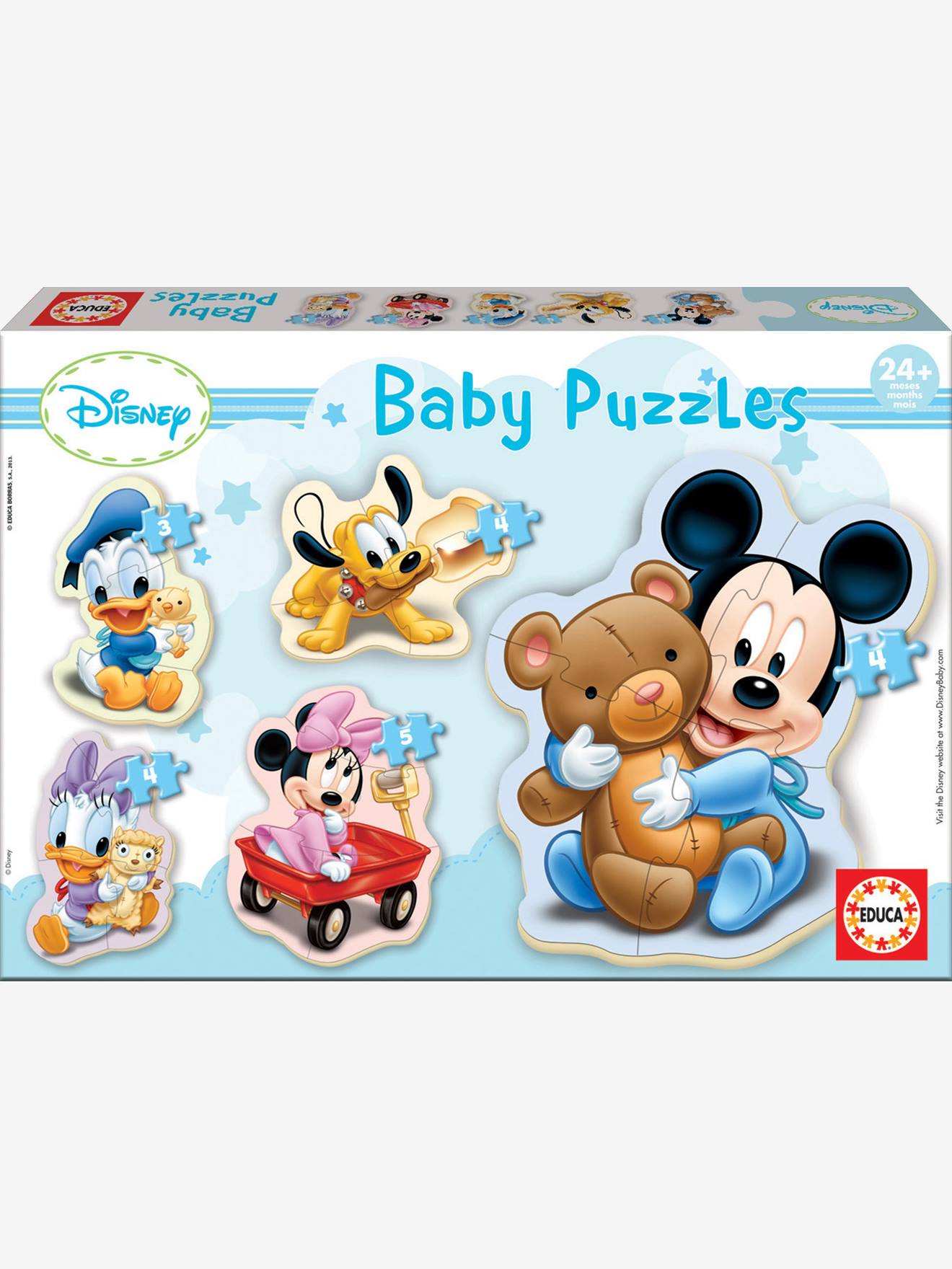 Set of 5 Progressive Puzzles, 3-5 Pieces, Disney(r) Mickey Mouse, by EDUCA light blue