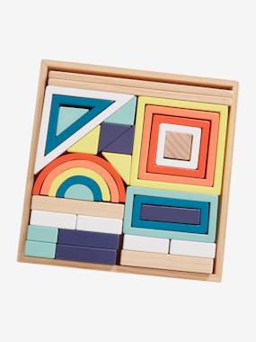 Box with Wooden Building Pieces multi