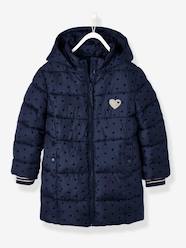 Girls-Coats & Jackets-Padded Jackets-Long Jacket with Hood, Padding in Recycled Polyester, for Girls