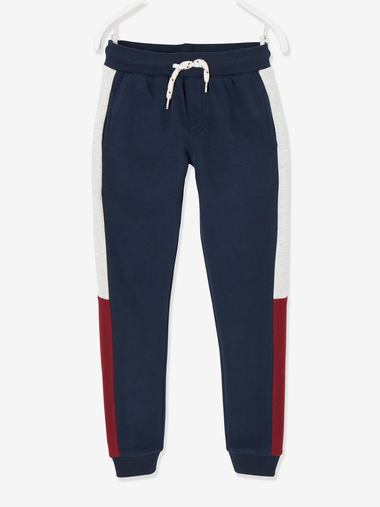 Fleece Trousers with Side Stripes for Boys dark blue
