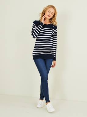 Sailor-Type Top Maternity Nursing Special dark stripes