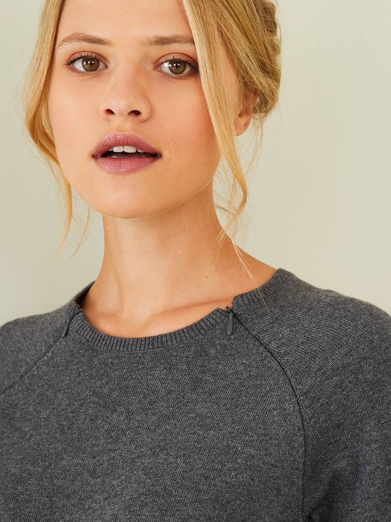 Dual Fabric Dress, Maternity & Nursing grey anthracite, Maternity