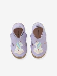 Shoes-Baby Footwear-Slippers & Booties-Fabric Booties with Unicorn Detail for Baby Girls