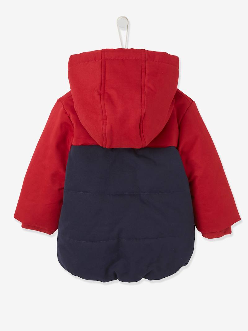 Colourblock Padded Jacket for Baby Boys dark red, Baby Vertbaudet