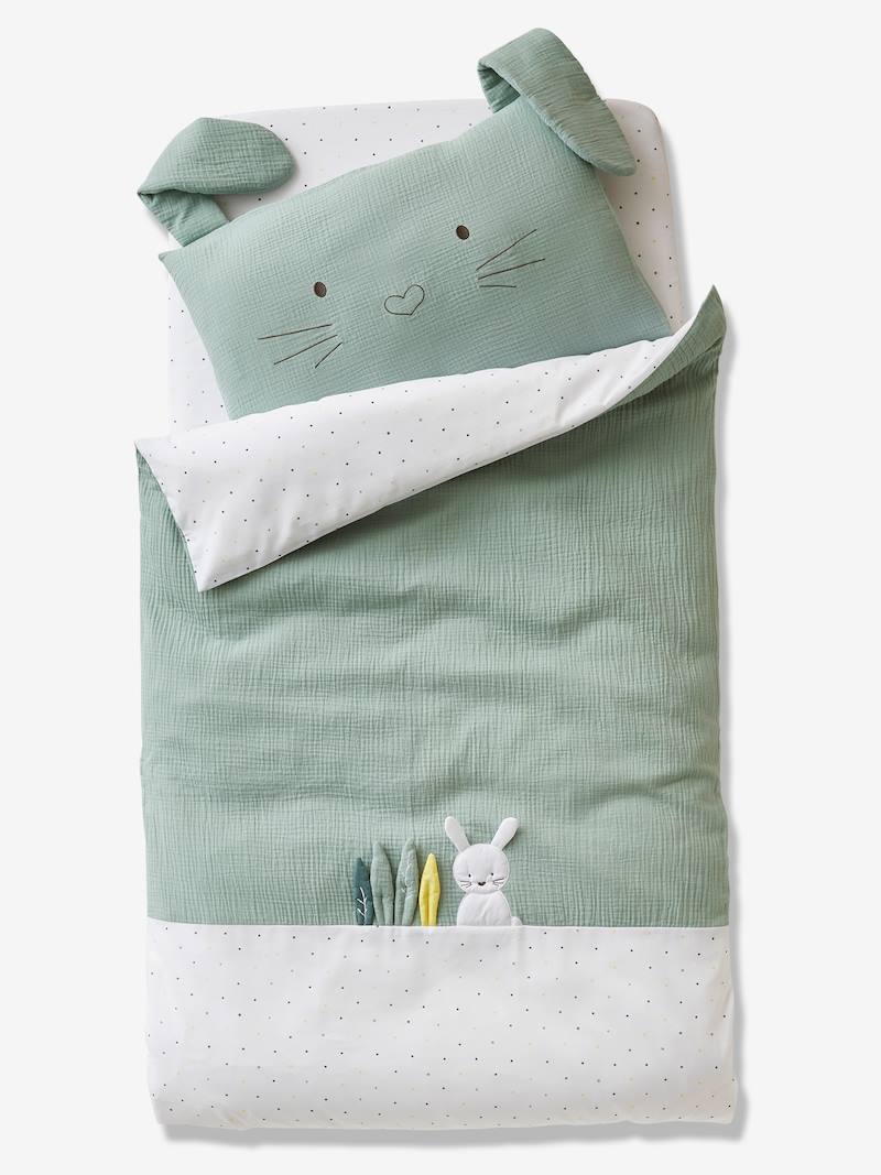 Duvet Cover for Babies, LAPIN VERT green, Bedding & Decor Vertbaudet
