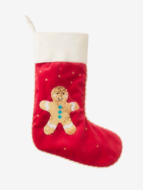 Christmas Stocking with Reversible Sequins Gingerbread Man multi