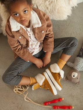 Click to view product details and reviews for Sherpa Lined Velour Jacket For Girls Camel.