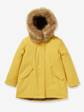 Girl s parka with faux-fur lining cream brown