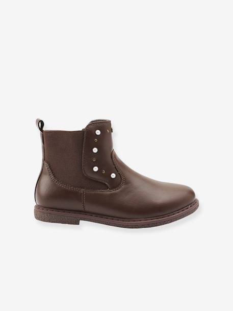 Fancy Boots with Low Heel for Girls Brown 