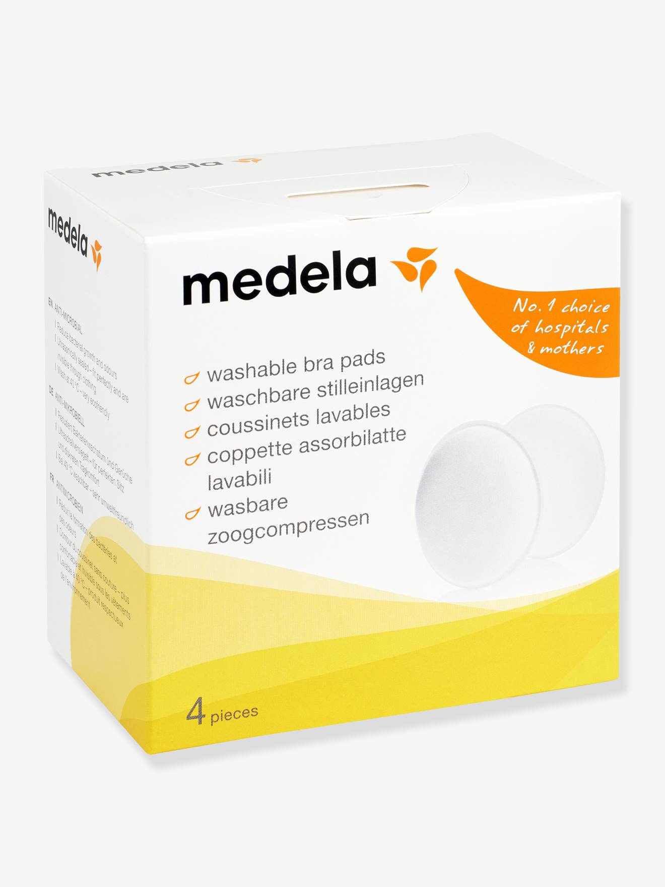 Box of 4 Washable Safe & Dry Nursing Pads by MEDELA - white