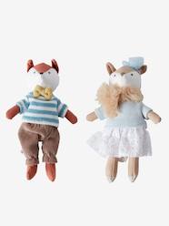 Baby on the Move-Set of 2 Linen Dolls, Couple of Foxes