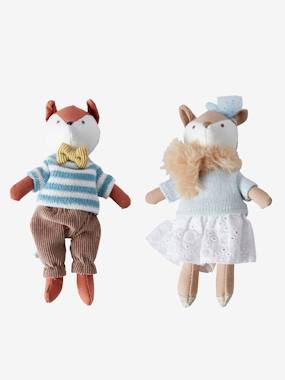 Set of 2 Linen Dolls Couple of Foxes multi