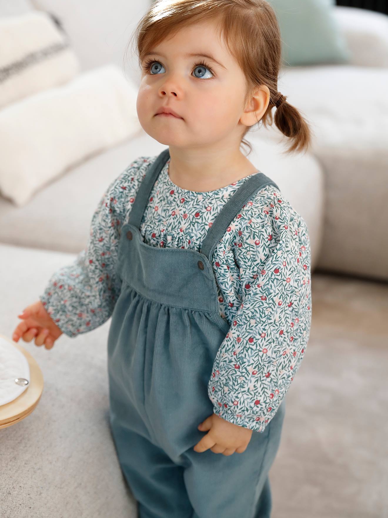 Blouse & Corduroy Dungarees Combo