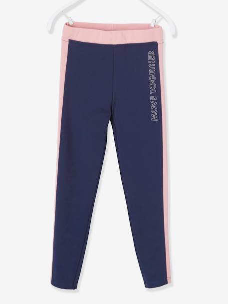 Sports Leggings with Stripe Down the Sides, for Girls Dark Blue+GREEN LIGHT SOLID WITH DESIGN+Light Pink+PURPLE DARK SOLID WITH DESIGN 