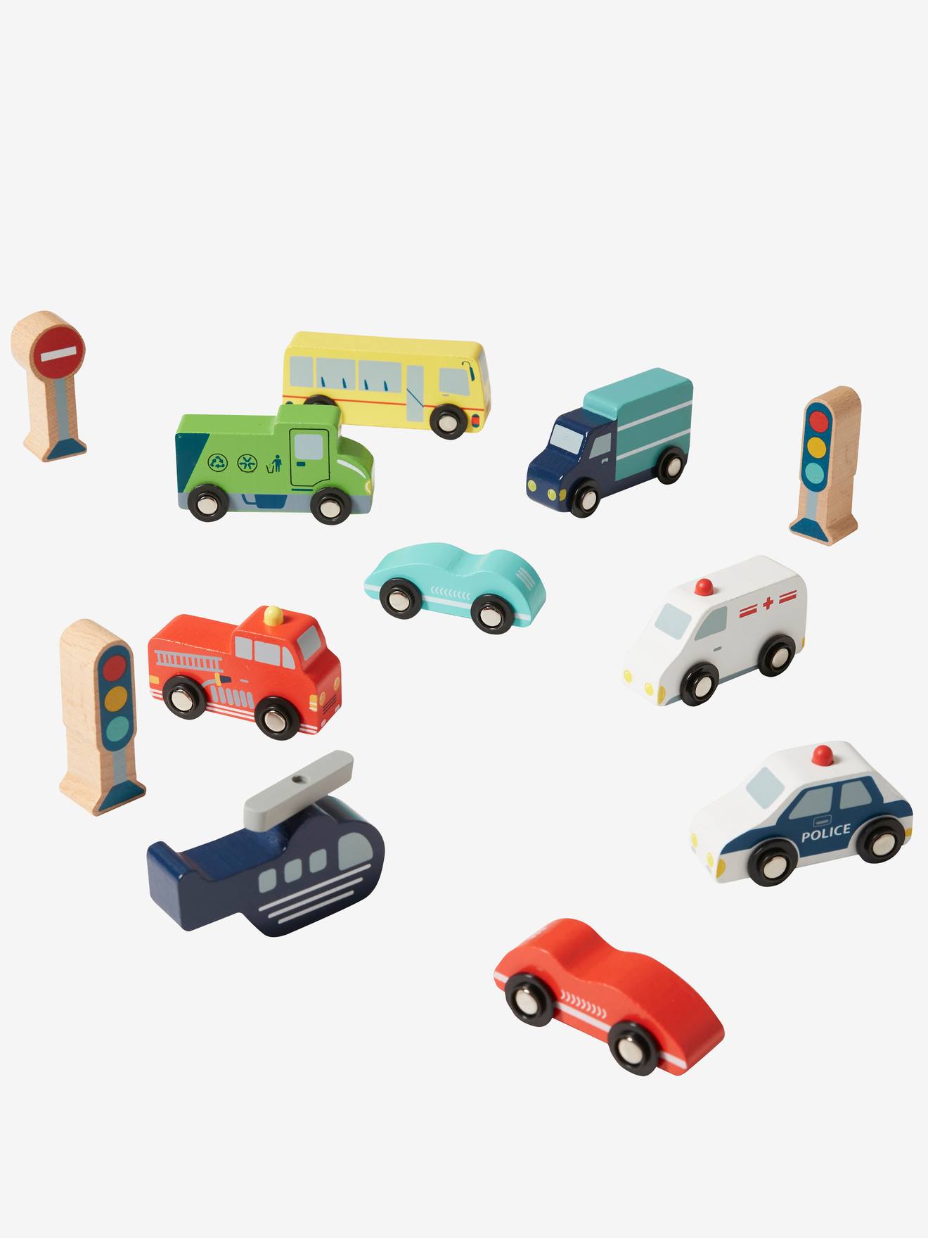 Box with Wooden Vehicles & Accessories no color