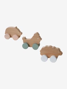 Set of 3 Wooden Animals on Wheels - Wood FSC Certified wood