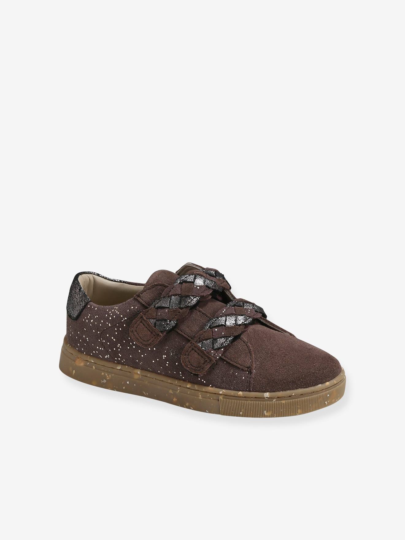 Touch-Fastening Leather Trainers for Girls