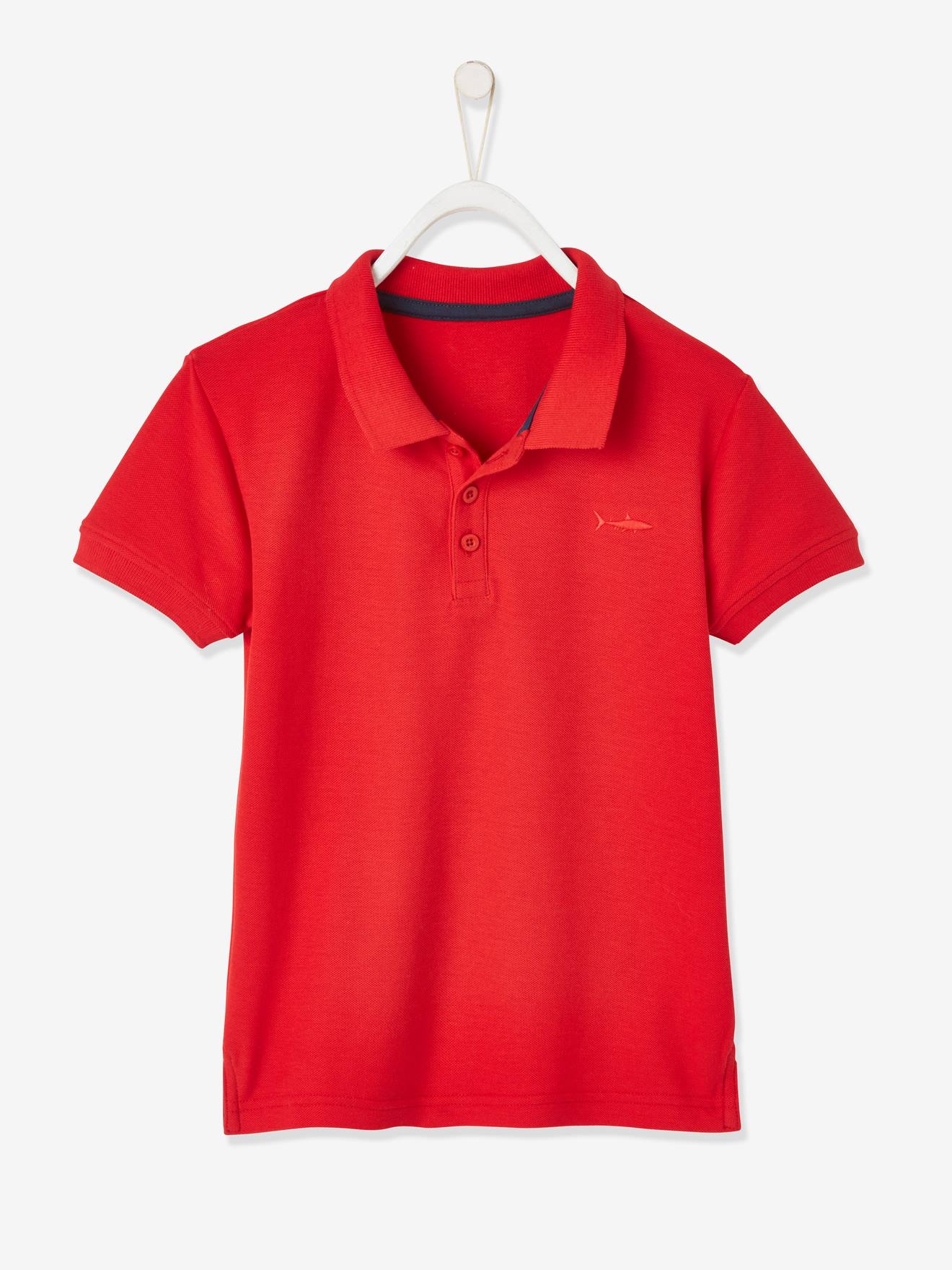 Short Sleeve Polo Shirt, Embroidery on the Chest, for Boys red