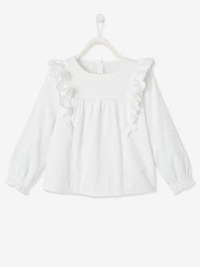 Smocked Blouse with Broderie Anglaise Ruffles